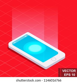 Smartphone. Isometry. View from above. Icon. For your design. Isolated.