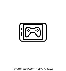 Smartphone with joystick icon sign in lineart style on white background, favorite, like, love, care symbol