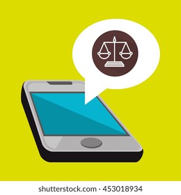 smartphone and justice isolated icon design, vector illustration  graphic 