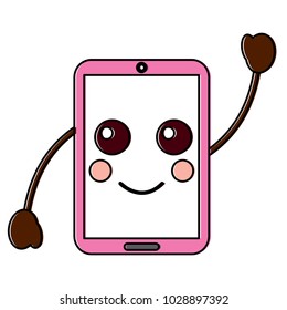 smartphone kawaii phone character cartoon