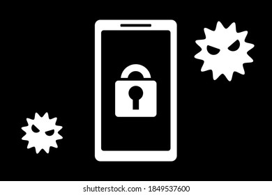 Smartphone and key mark. Security. Vector illustration.