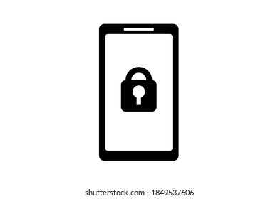 Smartphone and key mark. Security. Vector illustration.
