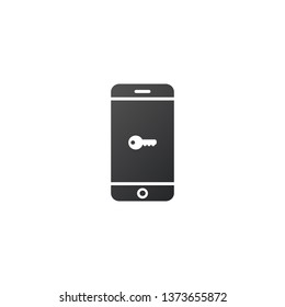 Smartphone with key, Vector illustration isolated on white background