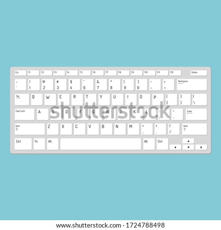 Smartphone keyboard, alphabet buttons flat style