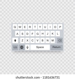 Smartphone keyboard, alphabet buttons vector illustration flat style.