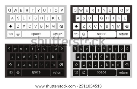 Smartphone keyboard app template collection on a white background