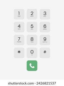 Smartphone keyboard with numbers and letters. User interface for sensor device. Vector template for your design.