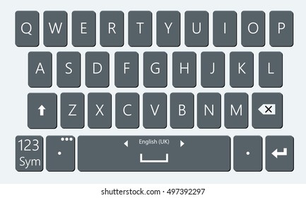 Smartphone keyboard. Realistic and flat mobile phone keypad vector moc-kup. No gradient