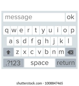 Smartphone Keyboard Vector. Alphabet Buttons. Modern Mobile Keyboard. Vector Flat Illustration

