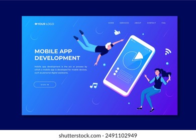 Smartphone landing page template vector design in eps 10