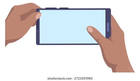 Smartphone Landschaft Modus leerer Bildschirm in menschlichen Händen