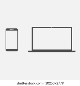 smartphone and laptop computer vector icons