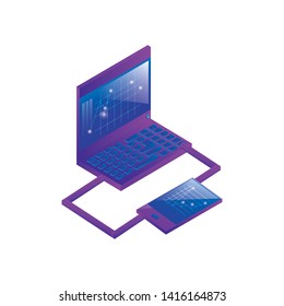 smartphone with laptop computer vector ilustration