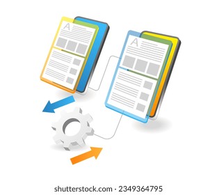 Smartphone layout web application test isometric illustration