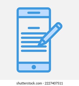 Smartphone learning icon in blue style, use for website mobile app presentation