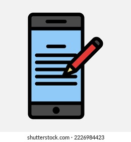 Smartphone learning icon in filled line style, use for website mobile app presentation