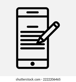 Smartphone learning icon in line style, use for website mobile app presentation