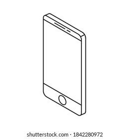 smartphone from left view single isolated icon with line or outline style and isometric shape