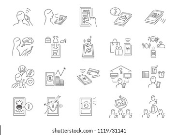 Smartphone lifestyle icons set. Vector illustration