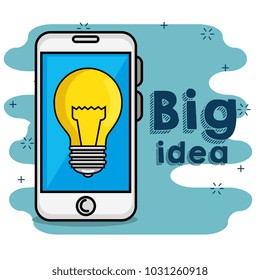 smartphone with light bulb, Big idea concept