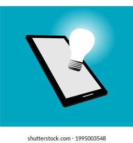 smartphone and light bulb shines out of it