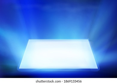 Smartphone light screen. Computer or tablet display. Smart mobile device. Blue background. Vector illustration.