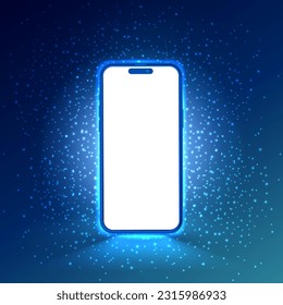 Smartphone light screen with starlight effect, technology mobile display light. Smart phone screen glows illustrations. Vector.