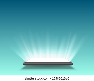 Smartphone light screen, technology mobile display light. Vector illustration