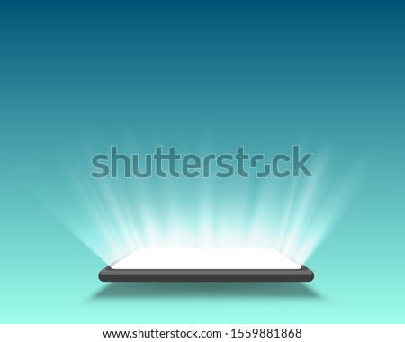 Smartphone light screen, technology mobile display light. Vector illustration