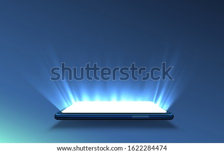 Smartphone light screen, technology mobile display light. Vector illustration