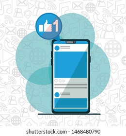 smartphone like app social network media design vector illustration