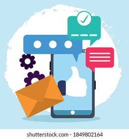 smartphone like email message check mark communications vector illustration