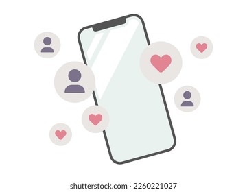 Smartphone and like follower mark vector illustration