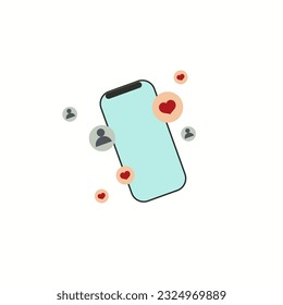 Smartphone and like follower mark Vector illustration