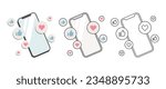 Smartphone and like mark SNS icon set vector illustration