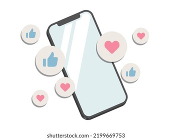 Smartphone and like mark vector illustration