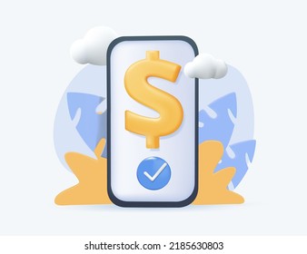 Smartphone mit ähnlichem Benachrichtigungssymbol. 3D-Web-Vektorgrafiken. Gefällt Benachrichtigungssymbol Vektorgrafik, die das Smartphone auf weißem Hintergrund hinterlässt. Konzept der sozialen Medien. 3D-Darstellung. SMM, Marketing.