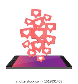 Smartphone likes vector design illustration isolated on white background