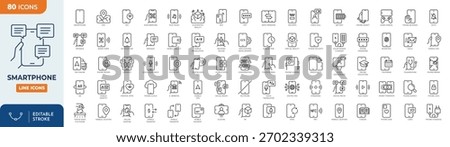 Smartphone line editable icon set. featuring icons of various Smartphone function and notifications. editable stroke. vector illustration