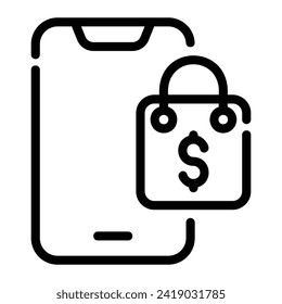 smartphone Line Icon Background White