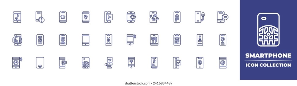 Smartphone line icon collection. Editable stroke. Vector illustration. Containing smartphone, mobile, mobile phone, smart phone.