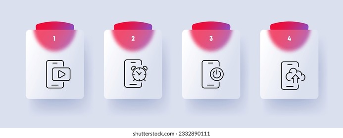 Smartphone-Line-Symbol. Elektronik, Wecker, Video-Hosting, Betriebsschalter, Cloud-Speichern. Vektorliniensymbol für Unternehmen
