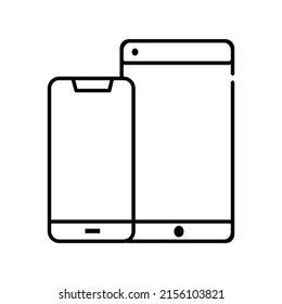 Smartphone Line Icon Isolated On White Background