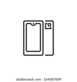 Smartphone line icon. linear style sign for mobile concept and web design. Cellphone, mobile phone outline vector icon. Symbol, logo illustration. Vector graphics