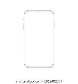 Smartphone line icon. Mobile phone mock up modern linear vector illustration isolated on white background. - Shutterstock ID 1812402757