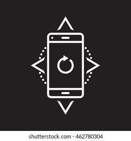 Smartphone line icon, outline vector logo illustration, linear pictogram isolated on black