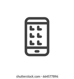 Smartphone line icon, outline vector sign, linear style pictogram isolated on white. Gadget symbol, logo illustration. Thick line design. Pixel perfect graphics