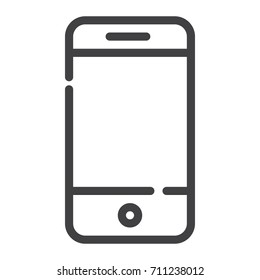 Smartphone line icon, outline vector sign, linear style pictogram isolated on white. Symbol, logo illustration. Editable stroke.Pixel perfect graphics