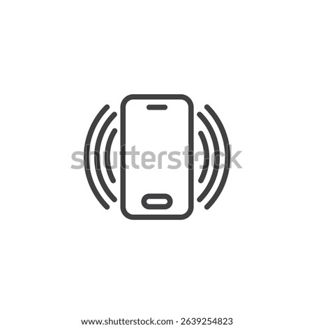Smartphone line icon in portrait mode with basic outline shape. This vector icon symbolizes mobile communication. Clean symbol for app or tech interfaces.