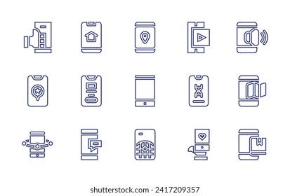Smartphone line icon set. Editable stroke. Vector illustration. Containing smartphone, mobile, mobile store.